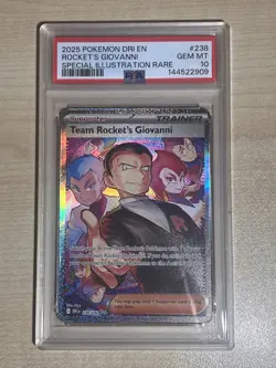 2025 POKEMON DRI EN-DESTINED RIVALS #238 TEAM ROCKET'S GIOVANNI PSA 10 - Image 1