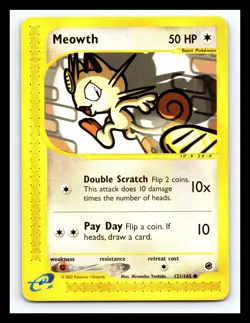 💥 Meowth Pokemon 2003 TCG (Expedition E-Reader Set) Non Holo Foil # 121/165 - Image 1