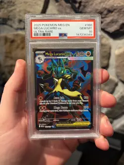 Pokemon Mega Lucario ex 160/132 Me01 Ultra Rare Holo PSA 10 340 HP - Image 1