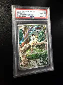 Pokemon Meowth 106/094 Phantasmal Flames Illustration Rare PSA 10 - Image 1