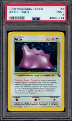 1999 Pokemon Ditto Holo 3/62 PSA 9 (Fossil) - Image 1