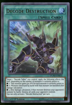 Decode Destruction DUPO-EN016 Ultra Rare Yu-Gi-Oh 1st Edition Near Mint - Image 1