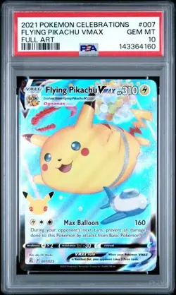 2021 Pokemon Celebrations Flying Pikachu VMax Full Art PSA 10 GEM MT - Image 1