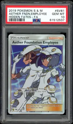 2019 Pokemon Sun & Moon Hidden Fates #SV81 FA Aether Foundation Employee PSA 10 - Image 1