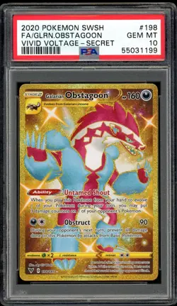 2020 POKEMON SWORD & SHIELD VIVID VOLTAGE FULL ART/GALARIAN OBSTAGOON 198 PSA 10 - Image 1