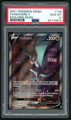 2021 POKEMON FA/NOIVERN V SWORD & SHIELD EVOLVING SKIES #196 PSA 10 - Image 1