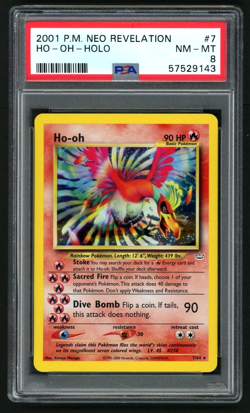 2001 POKEMON HO-OH-HOLO NEO REVELATION #7 PSA 8 - Image 1