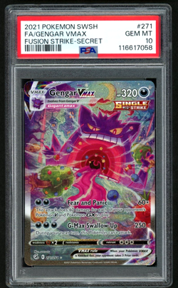 POKEMON GENGAR VMAX 2021 SWORD & SHIELD FUSION STRIKE SECRET #271 FA PSA 10 - Image 1