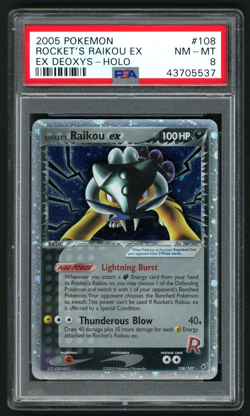 2005 POKEMON ROCKET'S RAIKOU-HOLO EX DEOXYS #108 PSA 8 - Image 1