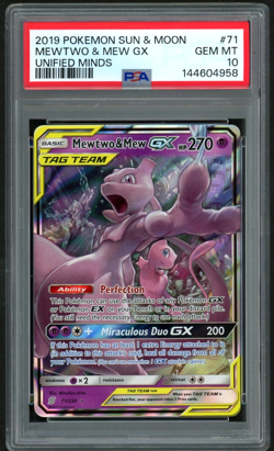 POKEMON MEWTWO & MEW GX 2019 SUN & MOON UNIFIED MINDS #71 PSA 10 - Image 1