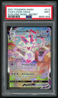 2021 POKEMON FA/SYLVEON VMAX SWORD & SHIELD EVOLVING SKIES-SECRET #212 PSA 9 - Image 1