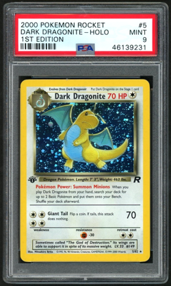 POKEMON DARK DRAGONITE 2000 ROCKET 1ST EDITION #5 HOLO PSA 9 - Image 1