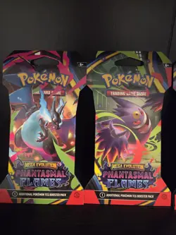 Pokemon TCG - PHANTASMAL FLAMES - Sleeved Booster Pack COMPLETE ART SET - 4Packs - Image 2