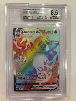 2020 POKEMON SWORD & SHIELD - CHAMPIONS PATH - #74 CHARIZARD VMAX SCR - grade8.5 - Image 1