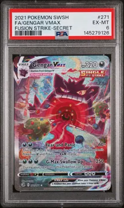 Pokemon 2021 Gengar VMAX 271/264 Alt Art Fusion Strike PSA 6 - Image 1