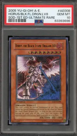 Yu-Gi-Oh! Horus The Black Flame Dragon Lv8 1st Ed Ultimate Rare SOD-AE008 PSA 10 - Image 1