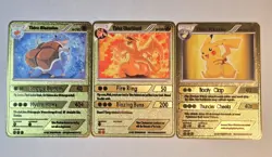 Thicc Charizard Pikachu & Blastoise 3 Pc Set Collectible Metal Cards - Image 3