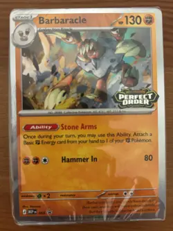 Barbaracle MEP065. Perfect Order Pokemon TCG Prerelease Promo Sealed Cards - Image 1