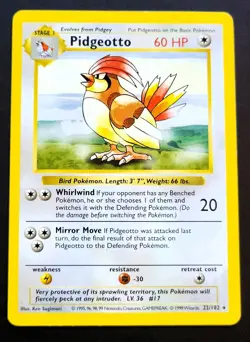 Pidgeotto Shadowless Base Set 22/102 Non Holo Pokemon TCG Card - Image 1
