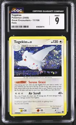 CGC 9 MINT Togekiss 2008 Great Encounters 11/106 Holo Pokemon Card - Image 1