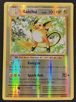 2016 Pokemon Raichu Reverse Holo 36/108 XY Evolutions MP - Image 1
