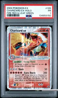 PSA 1 PR 2004 Pokemon EX Fire Red & Leaf Green Charizard EX Holo Foil 105/112 - Image 1