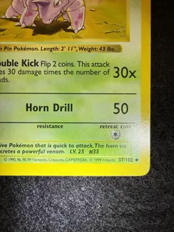 Pokemon Nidorino 37/102 from Base Set Shadowless in MP condition! - Image 5