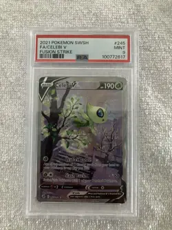 Pokemon 2021 Fusion Strike Celebi V 245 Full Art Holo Ultra Rare PSA 9 - Image 1