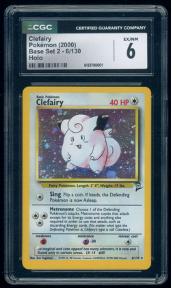 2000 Pokemon Clefairy Base Set 2 6/130 Holo CGC 6 Ex/Nm - Image 1