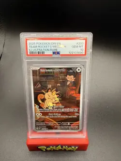 POKEMON PSA 10 2025 SV Destined Rivals Team Rocket's Meowth 203/182 IR-s - Image 1