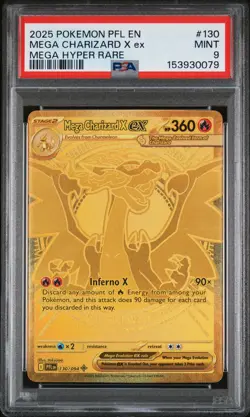 2025 POKEMON PFL EN-PHANTASMAL FLAMES MEGA HYPER RARE MEGA CHARIZARD X EX PSA 9 - Image 1
