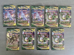 9x Pokemon SWSH Evolving Skies Booster Pack Lot Factory Sealed - Image 1