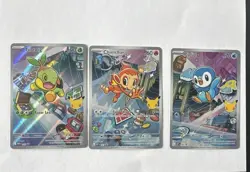 First Partner illustration Set Full Art Holo Piplup Turtwig Chimchar Pokemon NM - Image 1