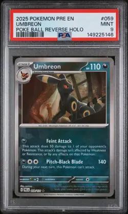 Pokemon TCG - PSA 9 2025 Umbreon Poke Ball Reverse Holofoil Rare PRE #059 - Image 1