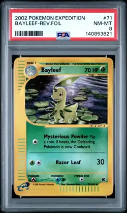 2002 Pokemon Expedition Bayleef Reverse Foil Holo 71/165 #71 PSA 8 - Image 1