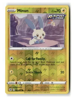 Minun 090/264 Common Fusion Strike Pokemon Reverse Holo Near Mint - Image 1