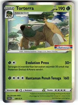 Pokemon Indonesia Torterra Promo Card 287/S-P Stamped Indomaret - Image 1