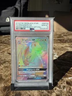 2018 Pokemon SM BLACK STAR PROMO #SM156 FULL ART/Dragonite GX PSA 10 - Image 1