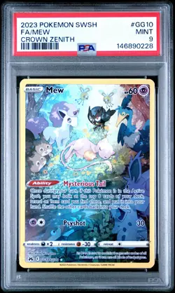 2023 POKEMON SWORD & SHIELD CROWN ZENITH #GG10 FULL ART/MEW PSA 9 - Image 1