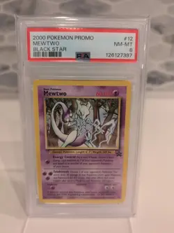 2000 Pokemon Promo BlackStar 12 Mewtwo PSA 8 - Image 1