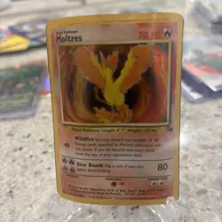 Moltres 12/62 1999 Pokemon TCG Fossil Set Holo Rare Card Vintage - Image 1