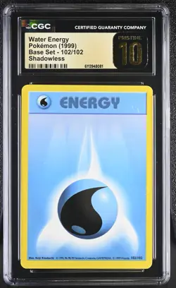 CGC Pristine 10 - Water Energy #102 Pokemon Base Set TOP POP of 4 - Image 1