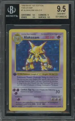 Pokemon 1999 Base Set 1st Edition Holo Alakazam 001 BGS 9.5 Gem Mint - Image 1