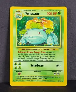 1999 Pokemon TCG Base Set Unlimited Venusaur Holo Rare 15/102 MP - Fast Ship - Image 1