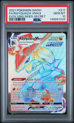 2021 POKEMON SWORD & SHIELD EVOLVING SKIES SECRET FULL ART/RAYQUAZA VMAX PSA 10 - Image 1