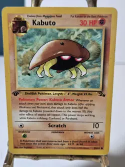1st Edition Kabuto 50/62 Fossil Set Rare Vintage 1999 Pokemon Card - Image 1