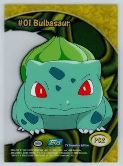 Bulbasaur #01 2000 Topps Pokemon TV Animation Edition Clear Card PC2 NM - Image 2