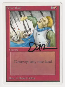 Signed Stone Rain MP Unlimited Artist Daniel Gelon 1993 WOTC MTG Magic Vintage! - Image 1