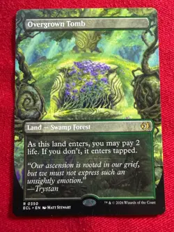 Overgrown Tomb ECL 350, Borderless Lorwyn Eclipsed, Near Mint, MTG - Image 1
