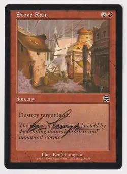 Signed Stone Rain LP Mercadian Masques Artist Ben Thompson 1999 WOTC MTG Magic! - Image 1